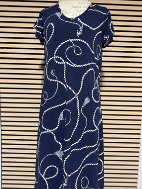 Nina Leonard Blue Midi Dress